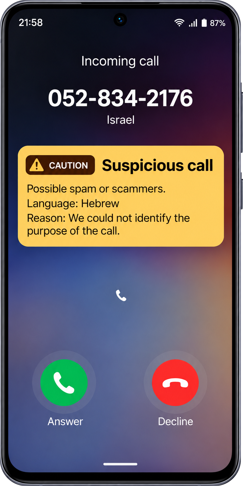 KolMagen warning about a suspicious call